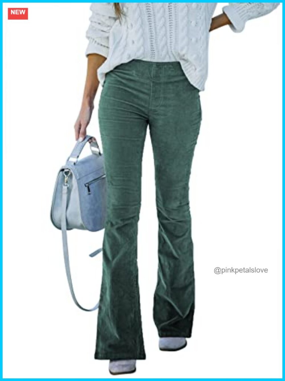 Flare Corduroy Pants Elastic Waist Bell Bottom Trousers